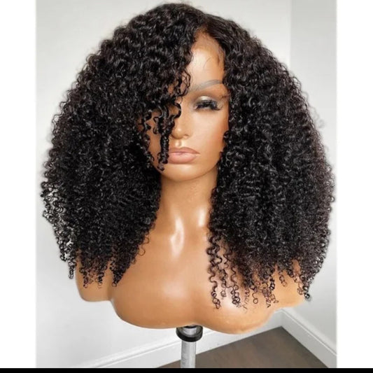 4x4 Unprocessed Brazilian Baby Kinky Curls    HD Lace Bob Wig       100% Human Hair