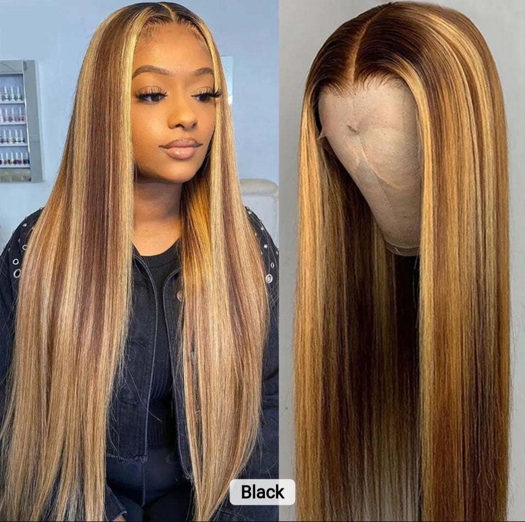 HD Lace Straight Highlight Wig       Brazilian 100% Human Hair