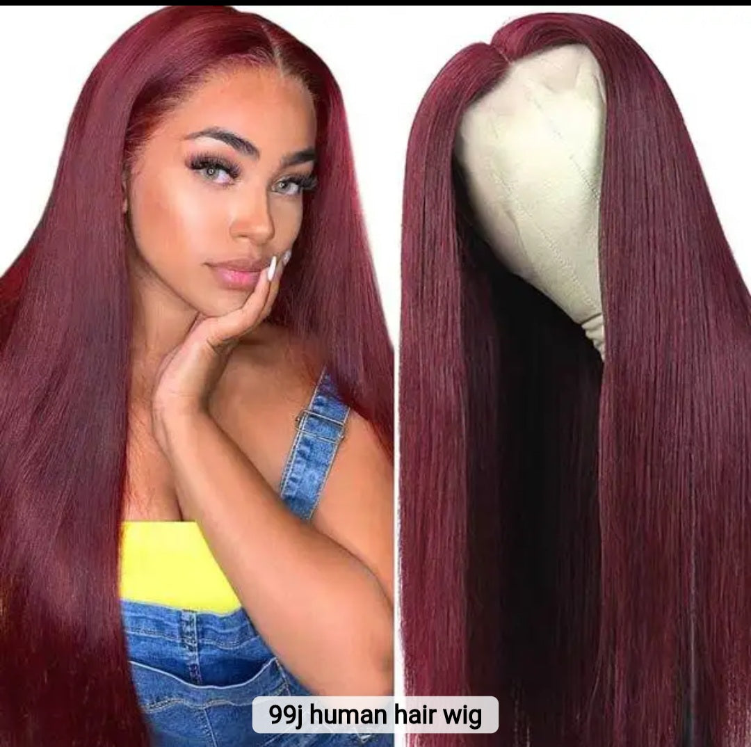 99J HD Lace Straight Colored Wig       Brazilian 100% Human Hair