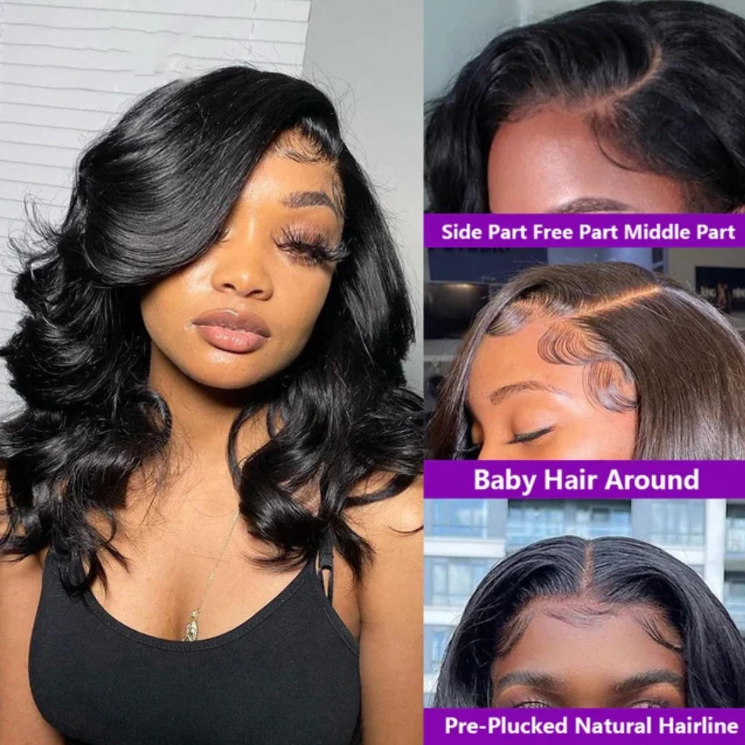 13×6 HD Lace Body Wave Bob Wig       100% Unprocessed Brazilian Human Hair Wig