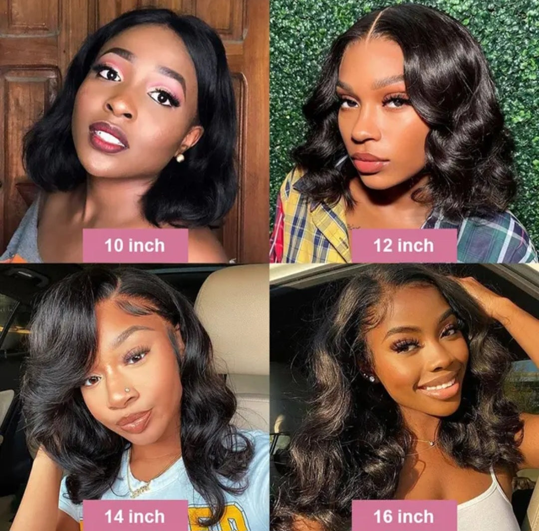 13×6 HD Lace Body Wave Bob Wig       100% Unprocessed Brazilian Human Hair Wig