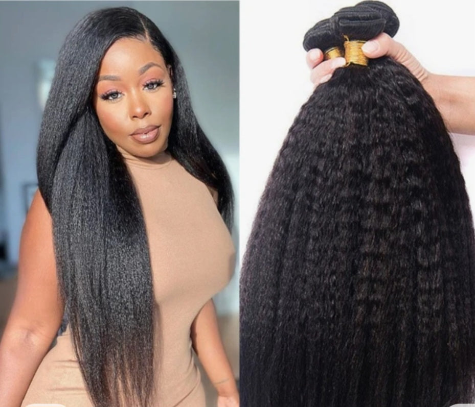 3 Bundles Unprocessed Natural Color Kinky Straight Human Hair