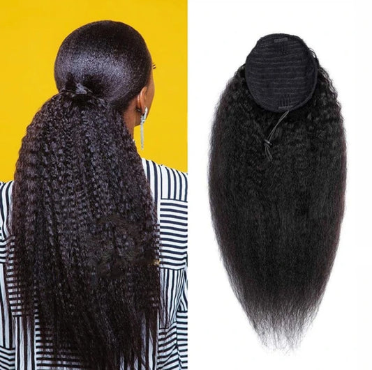 100% Virgin Human Hair  Draw string Kinky Straight  Ponytail Hair Extension       Natural color