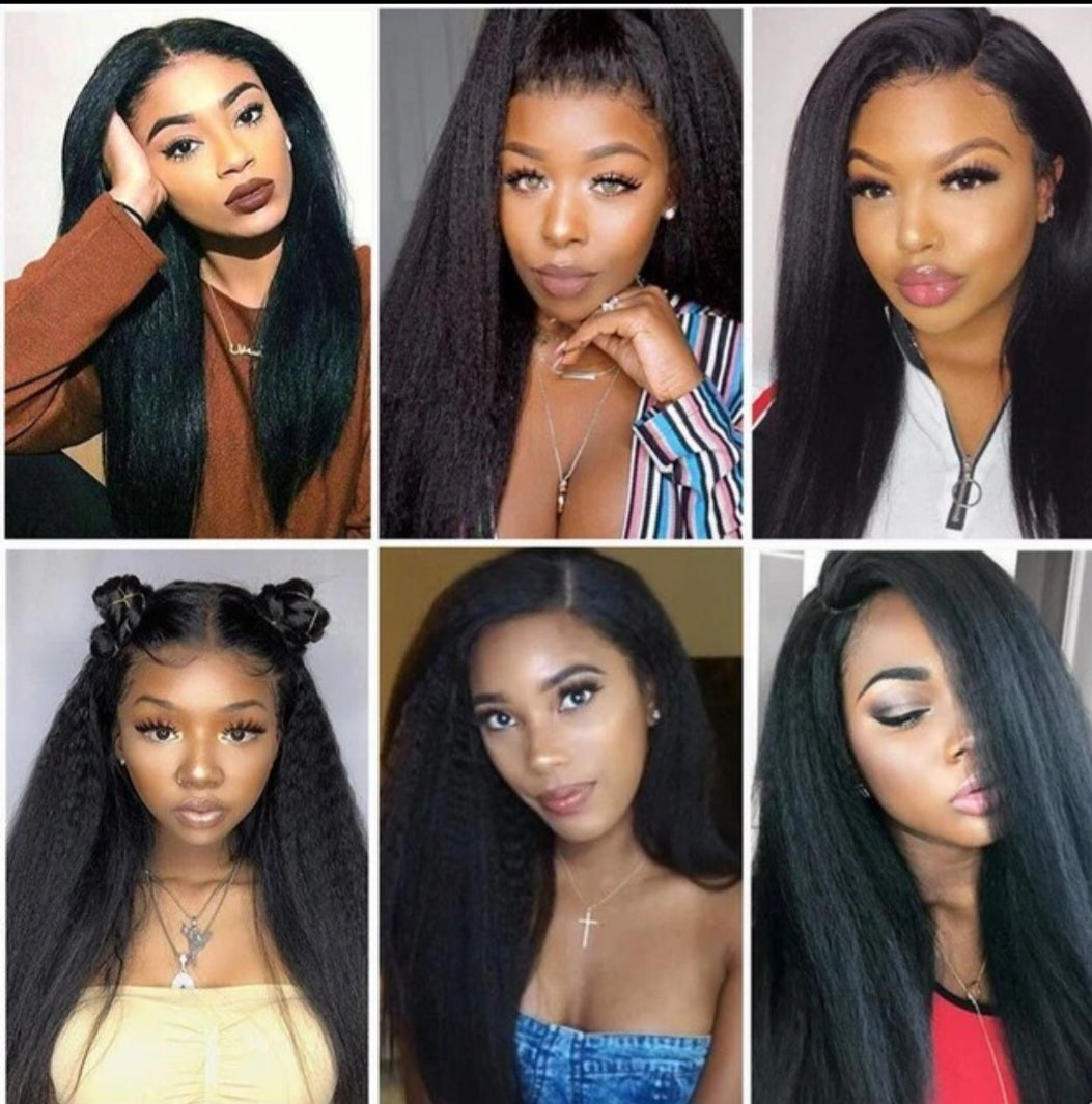 Glueless Lace Wig 100% Unprocessed Kinky Straight Human Hair