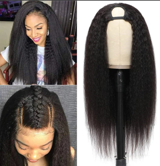 Glueless Lace Wig 100% Unprocessed Kinky Straight Human Hair