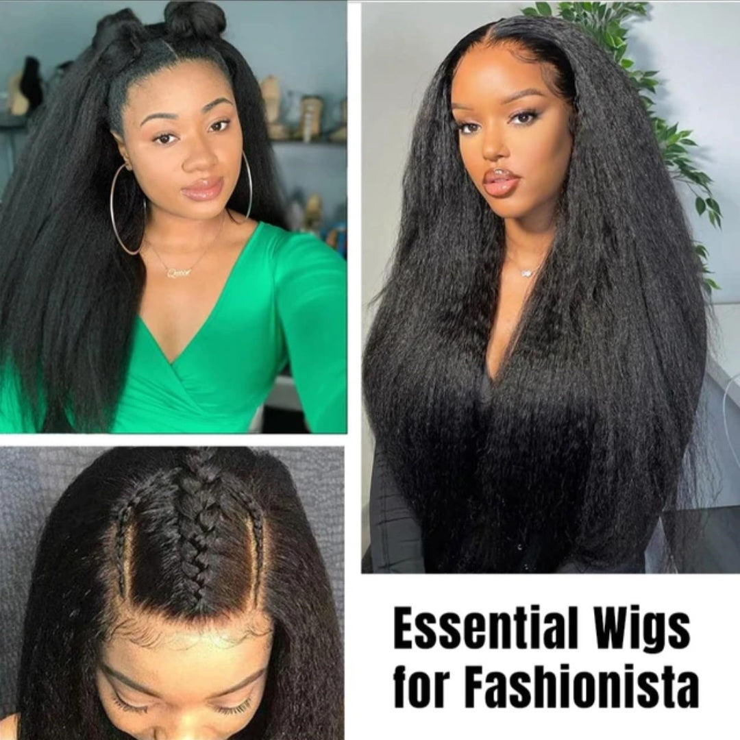 Glueless Lace Wig 100% Unprocessed Kinky Straight Human Hair