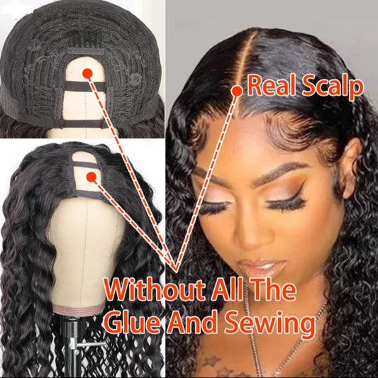 Glueless Lace Wig 100% Unprocessed Curly Human Hair