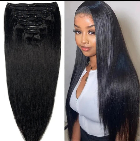 Copy of Natural color Unprocessed Virgin 100% Human Hair   Straight Clip in Hair Extension