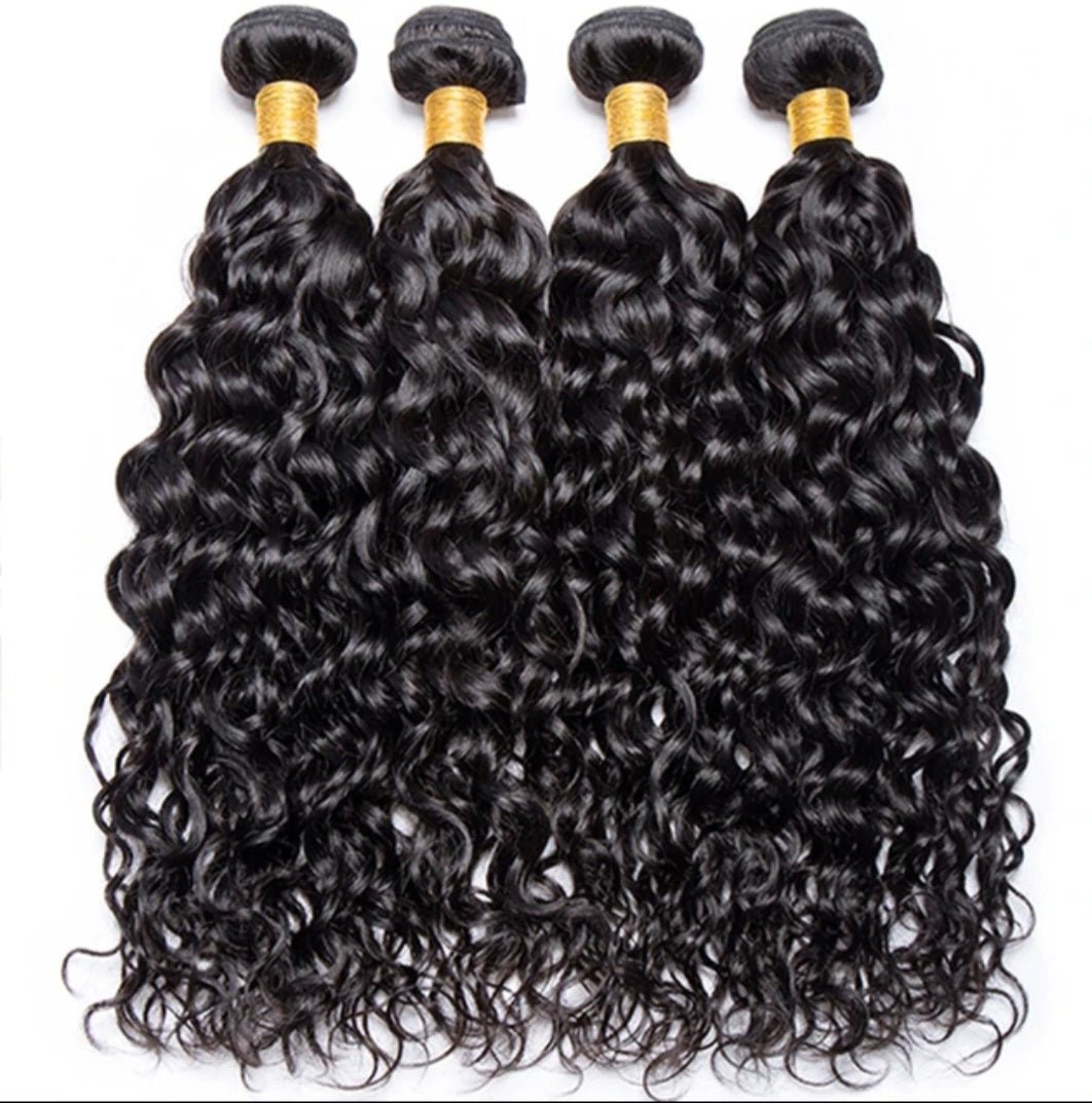 Unprocessed Natural Color Water Wave Human Hair Bundles