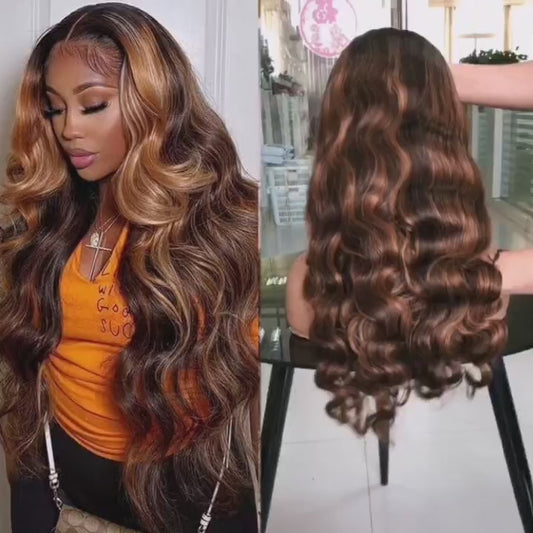 HD Lace Body Wave Highlight Wig       Brazilian 100% Human Hair