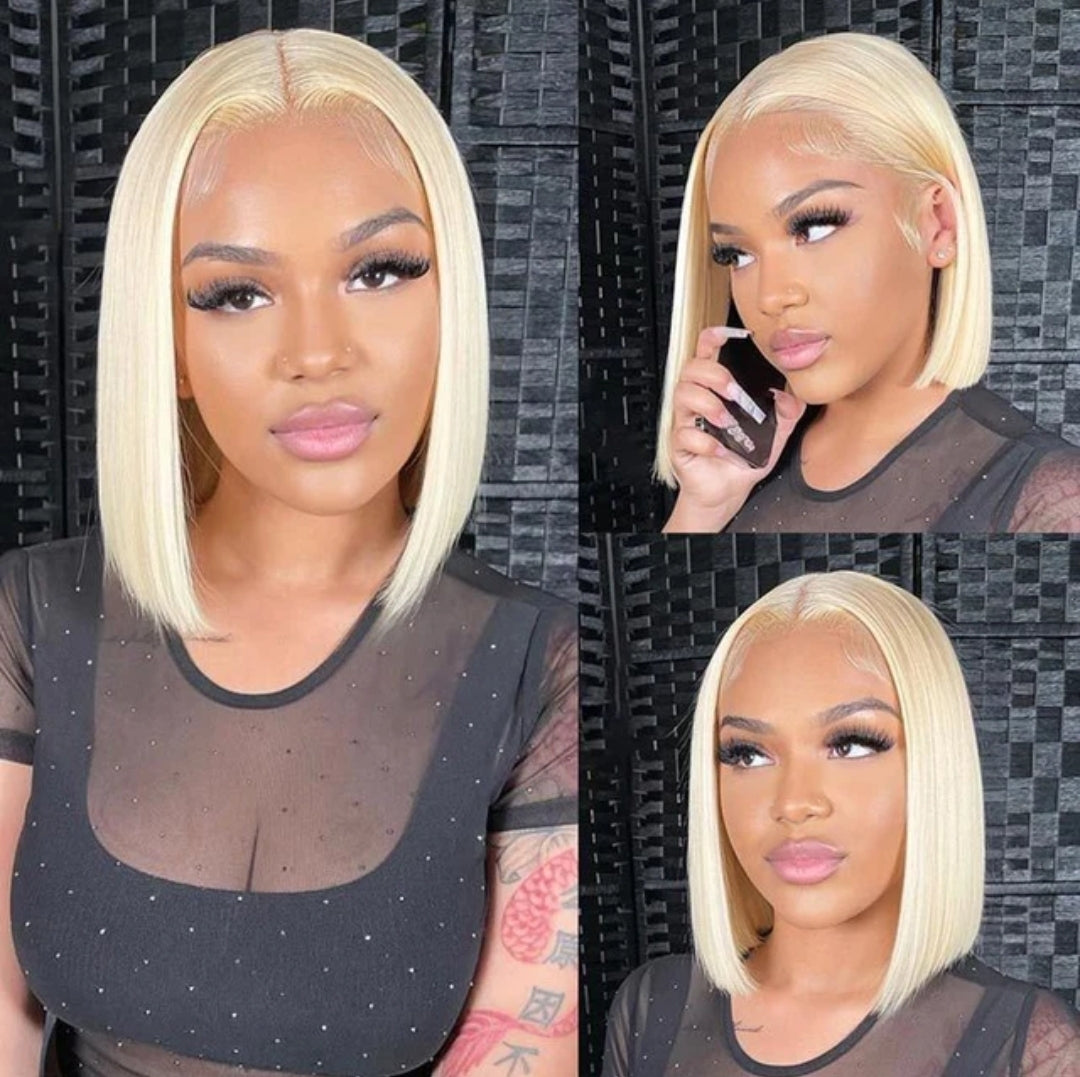 HD Lace Straight 613 Bob Wig Unprocessed 100% Human Hair